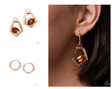 Swooning Sheen and Pointed Premise - Gold - Paparazzi Accessories - Earring Interchangeable Charm Set