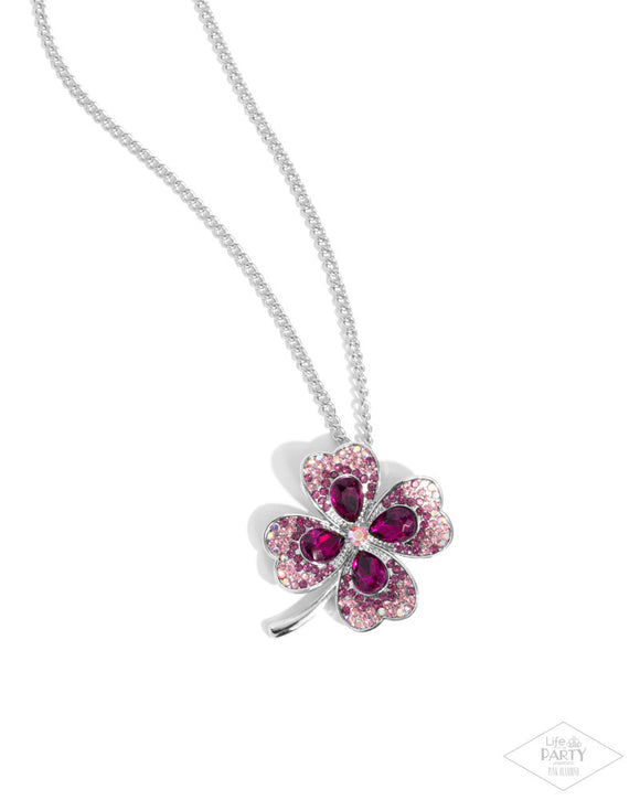 Four Leaf Fashion- Pink- Paparazzi Accessories - Necklace