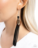 Feathered Festivity - Black - Paparazzi Accessories - Earring - Jewelry with Erin Binford