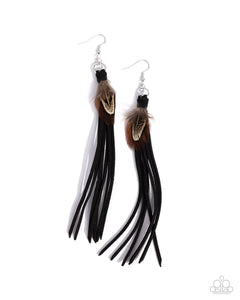 Feathered Festivity - Black - Paparazzi Accessories - Earring - Jewelry with Erin Binford