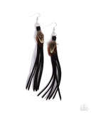 Feathered Festivity - Black - Paparazzi Accessories - Earring - Jewelry with Erin Binford