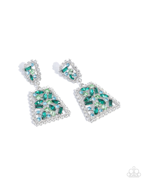 Glistening Gala - Green - Paparazzi Accessories - Earring