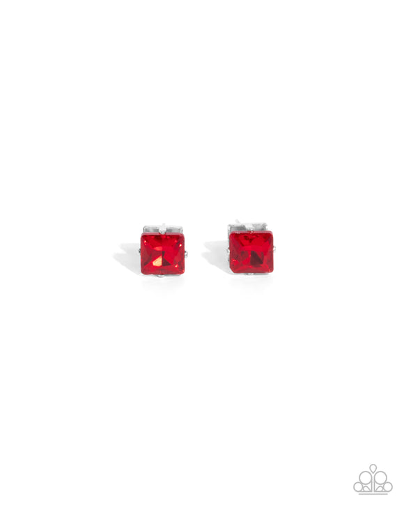 Squared Soprano - Red - Paparazzi Accessories - Earring - Jewelry with Erin Binford
