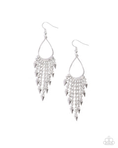 Sharp Streaming - White - Paparazzi Accessories - Earring - Jewelry with Erin Binford