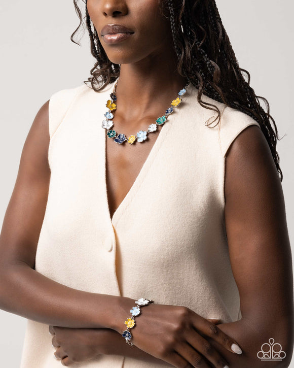 French Florals and Candid Color- Blue - Paparazzi Accessories - 2 Piece Set - Jewelry with Erin Binford