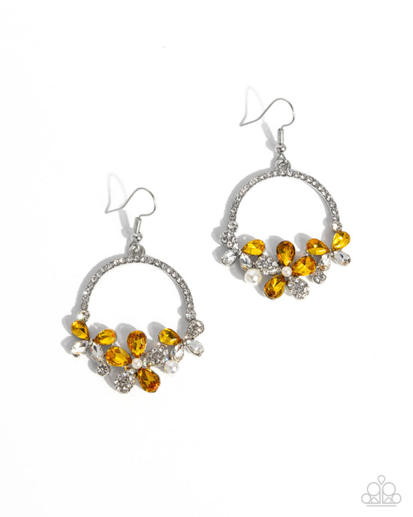 Bouquet Bliss - Yellow - Paparazzi Accessories - Earring - Jewelry with Erin Binford