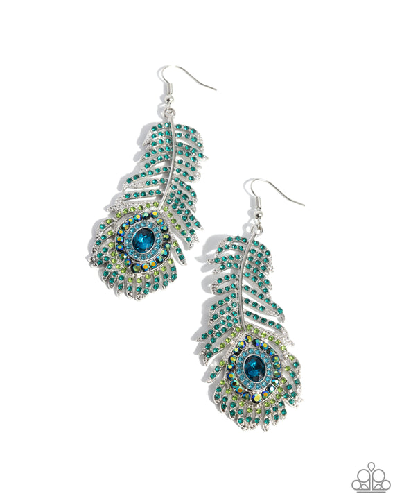 Prized Peacock - Green - Paparazzi Accessories - Earring - Jewelry with Erin Binford