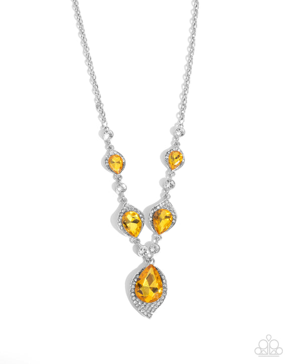 SPADES of Shimmer - Yellow - Paparazzi Accessories - Necklace