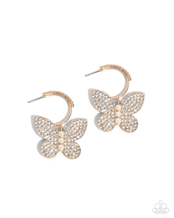 Butterfly Boundary - Gold - Paparazzi Accessories - Earring - Jewelry with Erin Binford