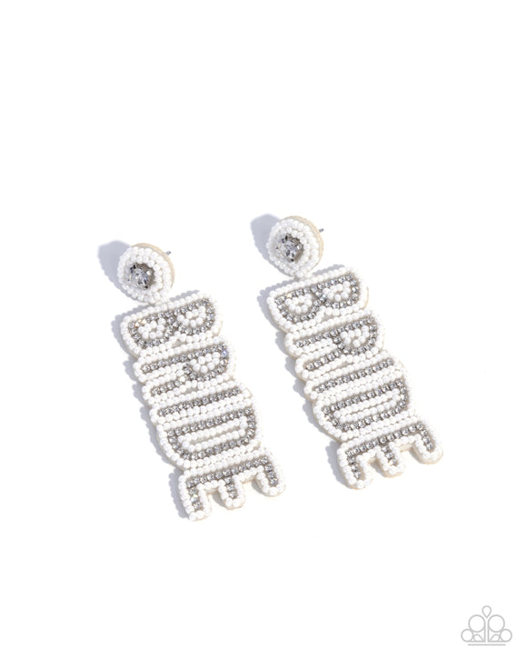 Bridal Beading - White - Paparazzi Accessories - Earring - Jewelry with Erin Binford