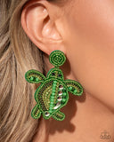 Turtle Tapestry - Green - Paparazzi Accessories - Earring - Jewelry with Erin Binford