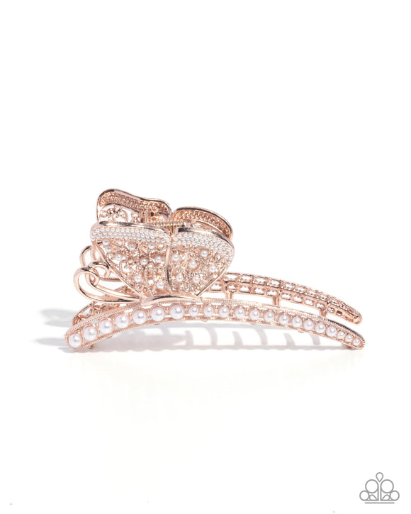 Pastoral Pearls - Rose Gold - Paparazzi Accessories - Hair Clip