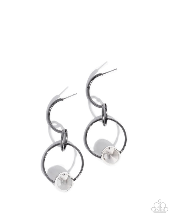 Rebellious Round - Black - Paparazzi Accessories-  Earring - Jewelry with Erin Binford