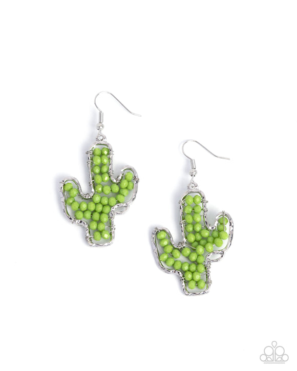 Cactus Catwalk - Green - Paparazzi Accessories - Earring - Jewelry with Erin Binford