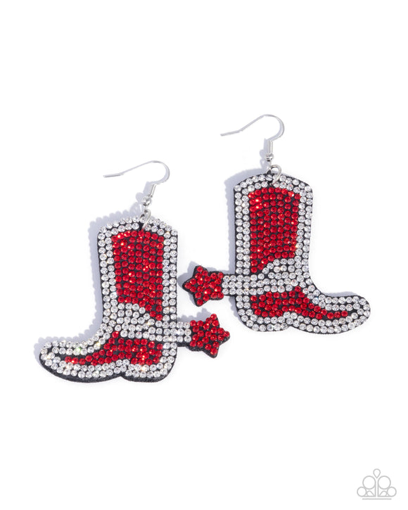Benevolent Boot - Red - Paparazzi Accessories - Earring - Jewelry with Erin Binford