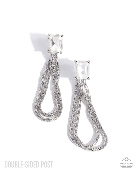 Cascading Collection - White - Paparazzi Accessories - Earring - Jewelry with Erin Binford