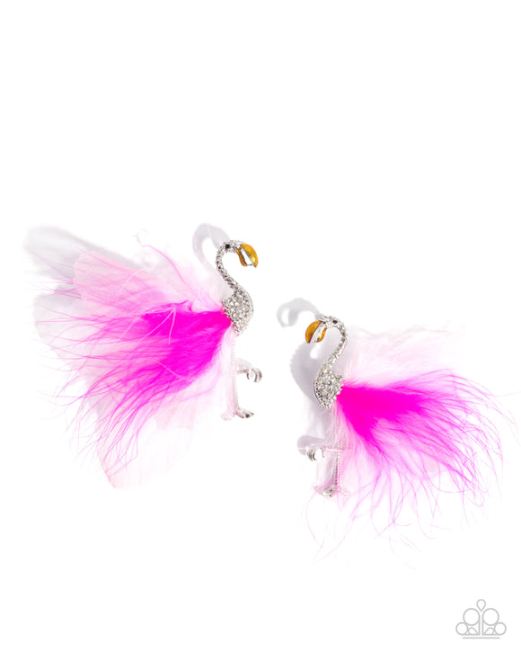 Feathered Flamingo - Pink - Paparazzi Accessories - Earring - Jewelry with Erin Binford