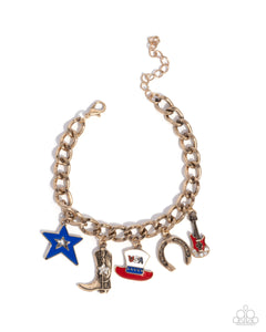All-American Adornment - Gold - Paparazzi Accessories - Bracelet - Jewelry with Erin Binford