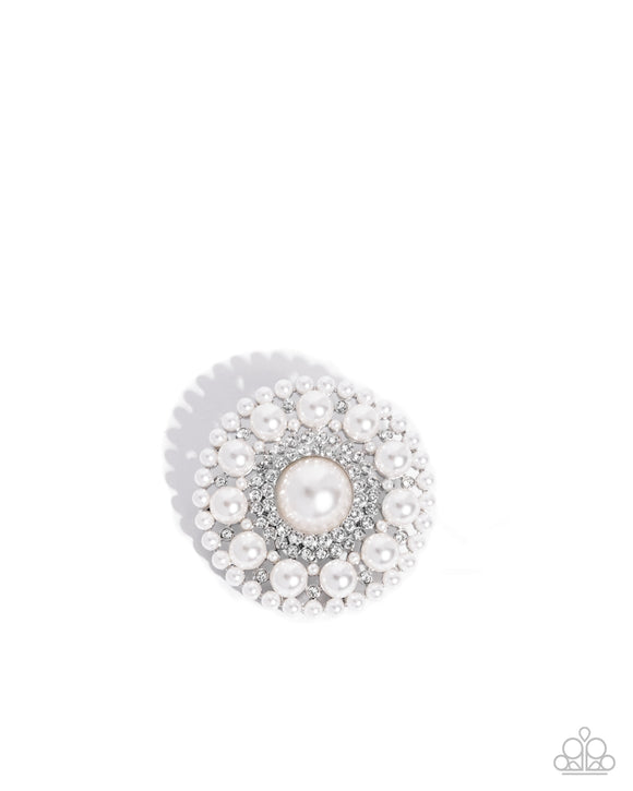 Posh Paladin - White - Paparazzi Accessories - Brooch - Jewelry with Erin Binford