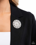 Posh Paladin - White - Paparazzi Accessories - Brooch - Jewelry with Erin Binford