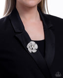 Festive Flourish - White - Paparazzi Accessories -Brooch - Jewelry with Erin Binford
