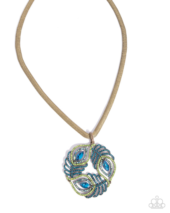 Peacock Patchwork - Brass - Paparazzi Accessories - Necklace - Jewelry with Erin Binford