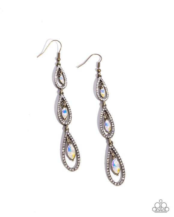 Teardrop Tenure - Brass - Paparazzi Accessories - Earring