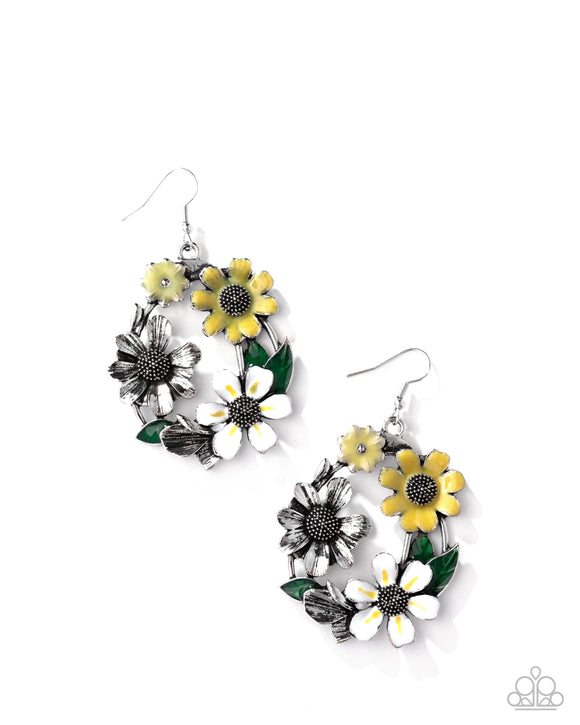 Wreathed Weekday - Yellow - Paparazzi Accessories - Earring - Jewelry with Erin Binford