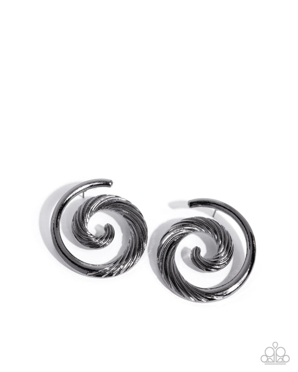 Spiral Silhouette - Black - Paparazzi Accessories - Earring - Jewelry with Erin Binford