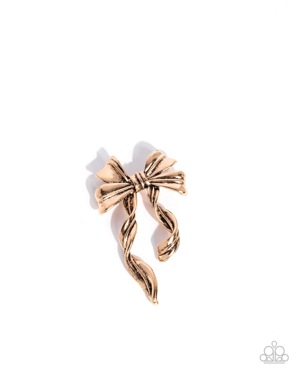 Bow Bonanza - Gold - Paparazzi Accessories - Brooch - Jewelry with Erin Binford