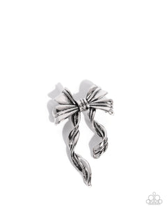 Bow Bonanza - Silver - Paparazzi Accessories - Brooch - Jewelry with Erin Binford