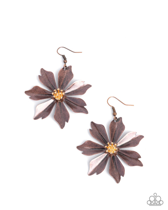 Floral Fascination - Copper - Paparazzi Accessories - Earring