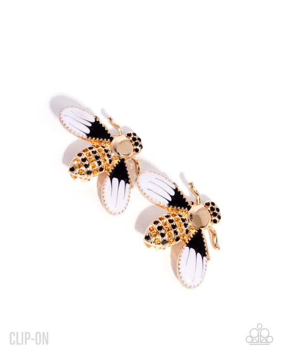 Blissful Bee - Gold - Paparazzi Accessories- Clip On - Jewelry with Erin Binford