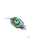 Peacock Pedigree - Green - Paparazzi Accessories - Brooch - Jewelry with Erin Binford
