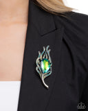 Peacock Pedigree - Green - Paparazzi Accessories - Brooch - Jewelry with Erin Binford