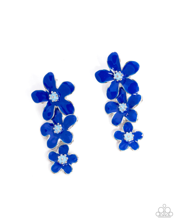 Crack of BLOOM - Blue - Paparazzi Accessories - Earring