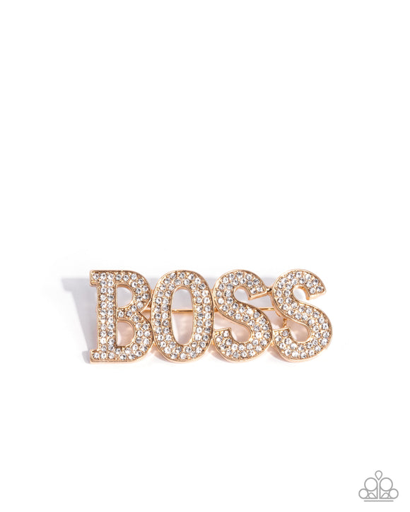 Blingy Boss - Gold - Paparazzi Accessories - Brooch