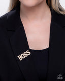 Blingy Boss - Gold - Paparazzi Accessories - Brooch - Jewelry with Erin Binford