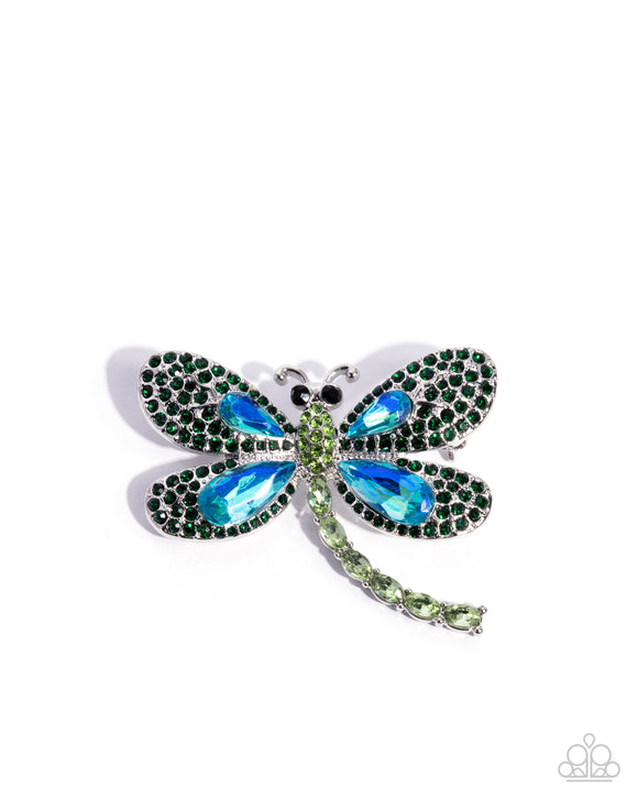 Divine Dragonfly - Green - Paparazzi Accessories - Brooch - Jewelry with Erin Binford