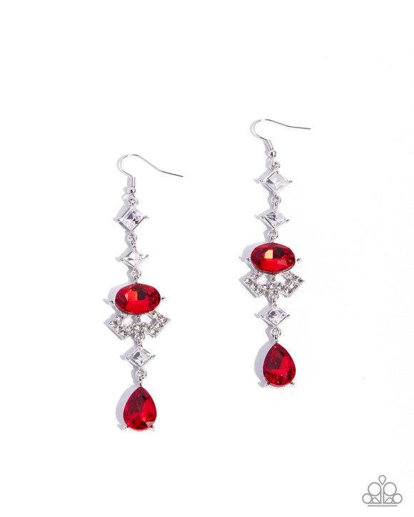 Unmatched Shimmer - Red - Paparazzi Accessories - Earring