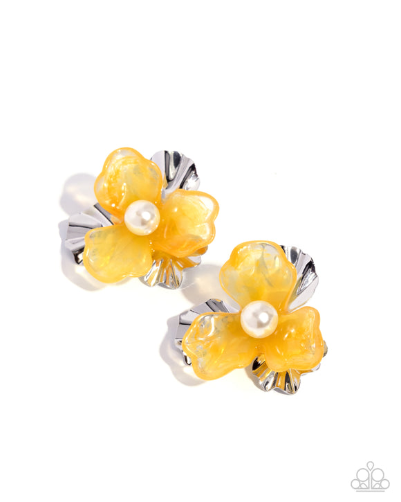Frank Flowers - Yellow - Paparazzi Accessories - Earring - Jewelry with Erin Binford
