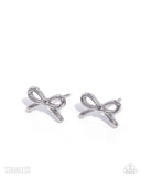 BOW The Line - Silver - Paparazzi Accessories - Earring