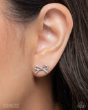 BOW The Line - Silver - Paparazzi Accessories - Earring