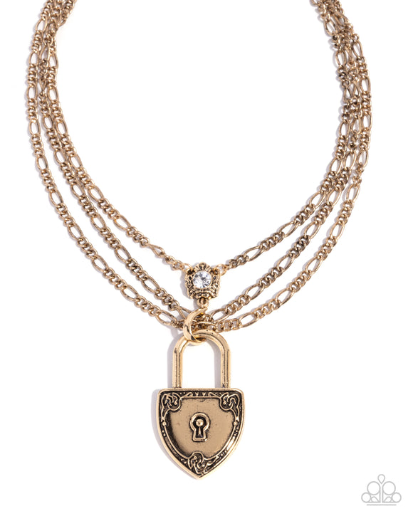 LOCK Show - Gold - Paparazzi Accessories - Necklace
