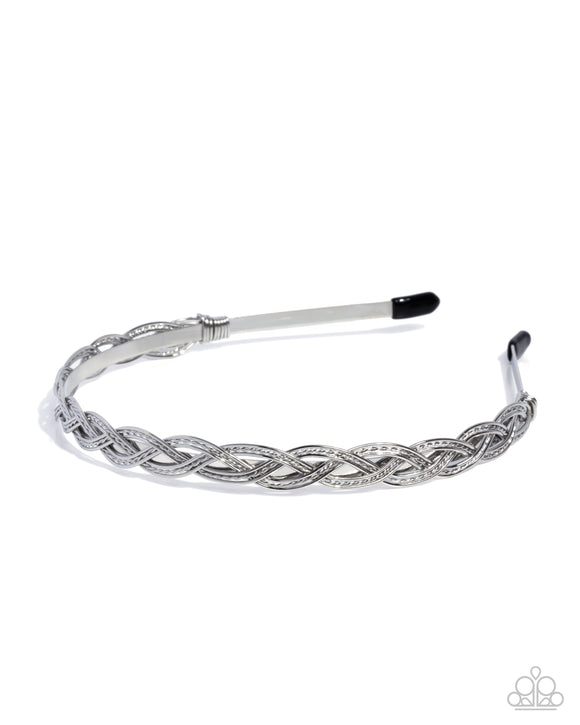 Braided Boarding School - Silver - Paparazzi Accessories - Headband