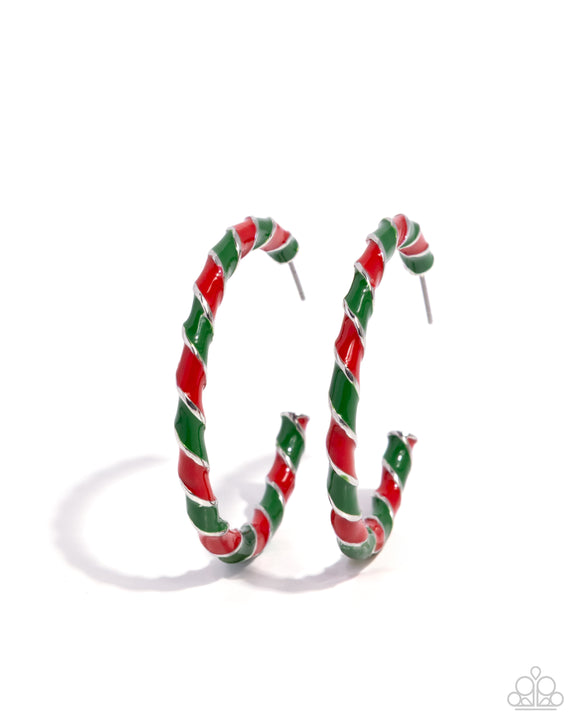 Candy Cane Lane - Multi - Paparazzi Accessories - Earring