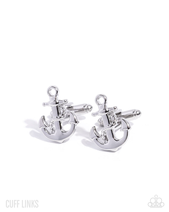Admirable Anchor - Silver - Paparazzi Accessories - Cuff Link - Jewelry with Erin Binford