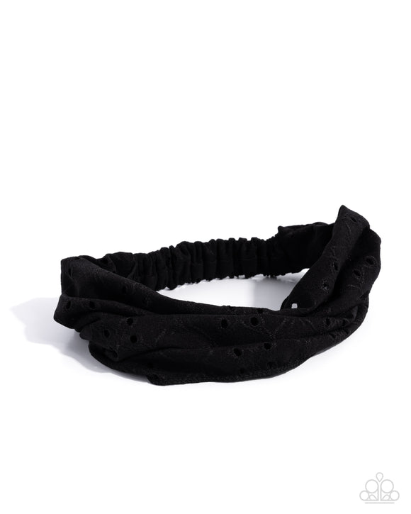 Eyelet Elegance - Black - Paparazzi Accessories - Headband - Jewelry with Erin Binford