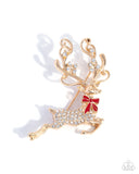 Reindeer Games - Gold -Paparazzi Accessories - Brooch