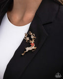 Reindeer Games - Gold -Paparazzi Accessories - Brooch